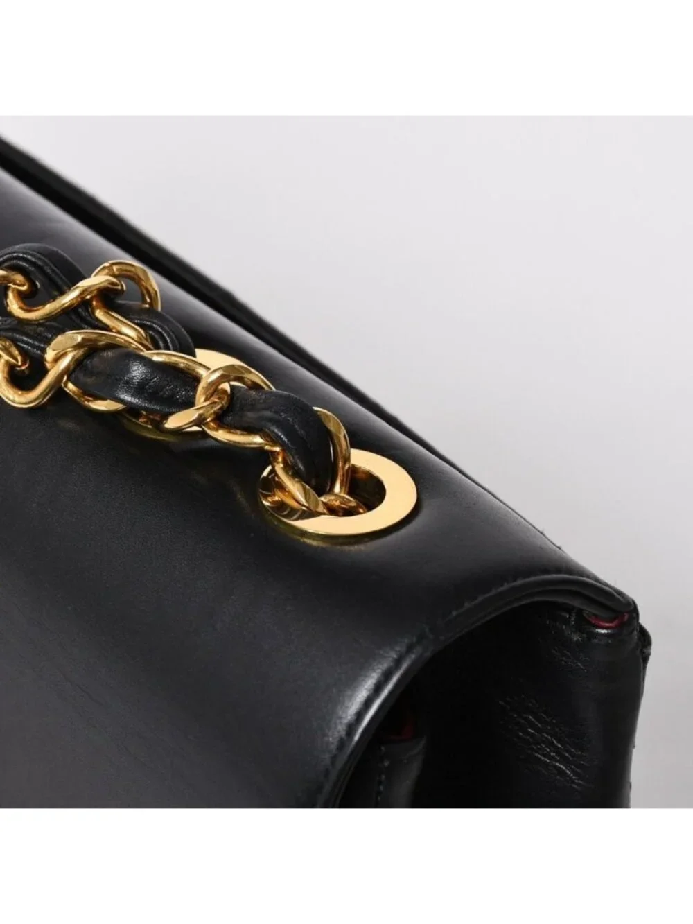 Chanel S Flap Chain Shoulder Bag CC Logo Lambskin Black Gold